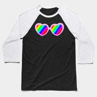 Rainbow Mirror Heart Love Glasses Baseball T-Shirt